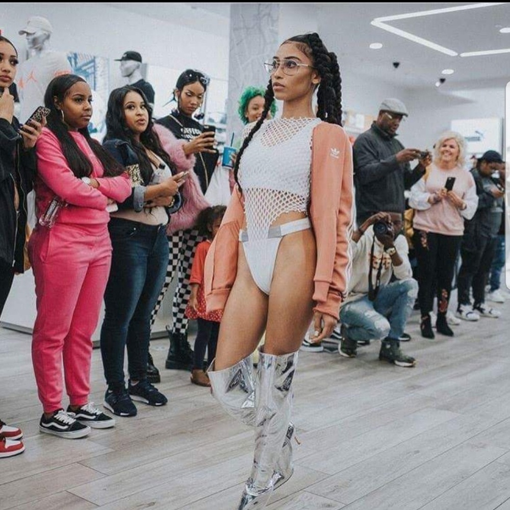 Metallic knee high boots